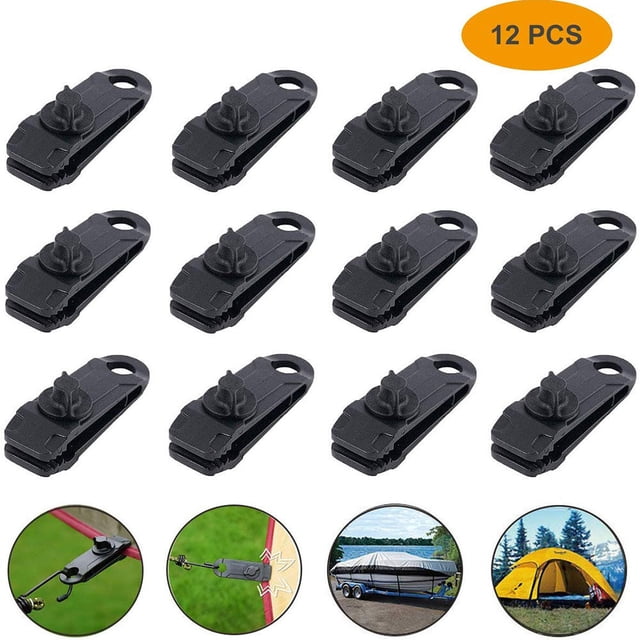 Soidarity 12 clips de lona para lona, abrazaderas de agarre de bloqueo resistentes, tornillo de pulgar, clip para tienda de campaña, juego carpas
