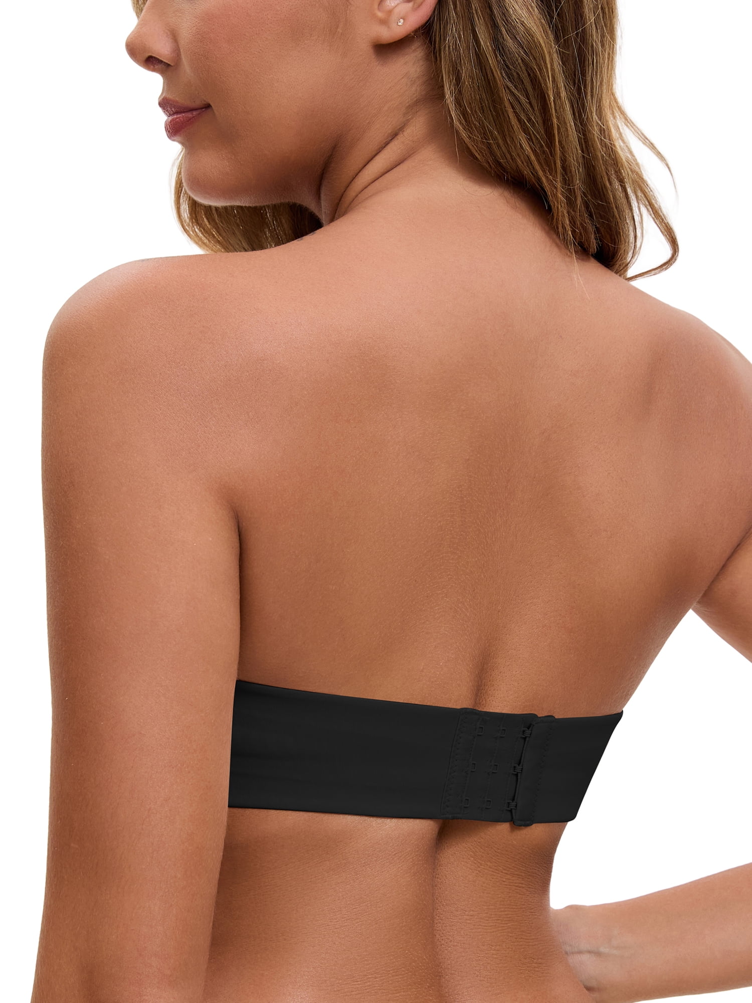 DARING DIVA Women's Deep V Strapless Wireless Demi Bandeau Top Push-Up Bra 34B Black