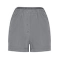 thumbnail image 4 of Summer Clearance 2025! Womens Plus Size Pants,Women's Summer Cotton And Linen Solid Color Ruffled Loose Button Shorts With Pockets, 4 of 5