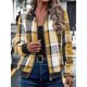 thumbnail image 3 of Chaquetas de Mujer Informales con Cremallera, de Franela A Cuadros, Larga, Holgadas, Ideales para Otoño. Amarillo XXL, 3 of 5