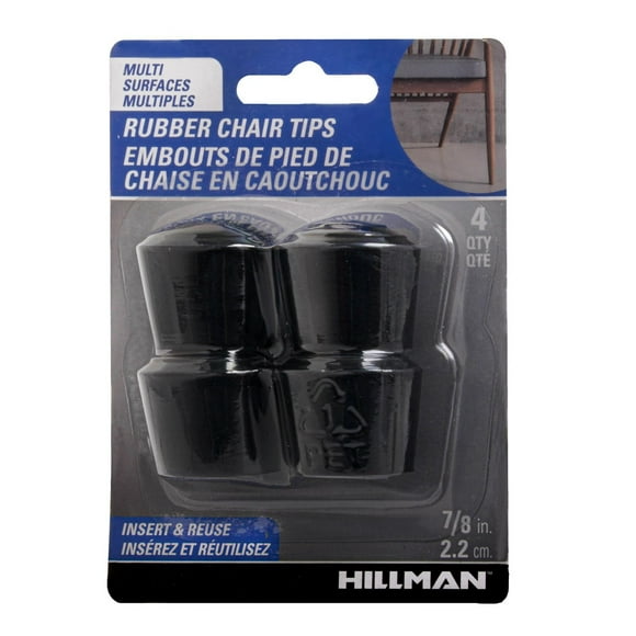 RUBBER CHAIR TIPS 7/8" BLACK 4PC