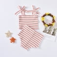 thumbnail image 2 of IROINNID Stylish Girl's Striped Suspender Tops Shorts Two-piece Set, 2 of 9