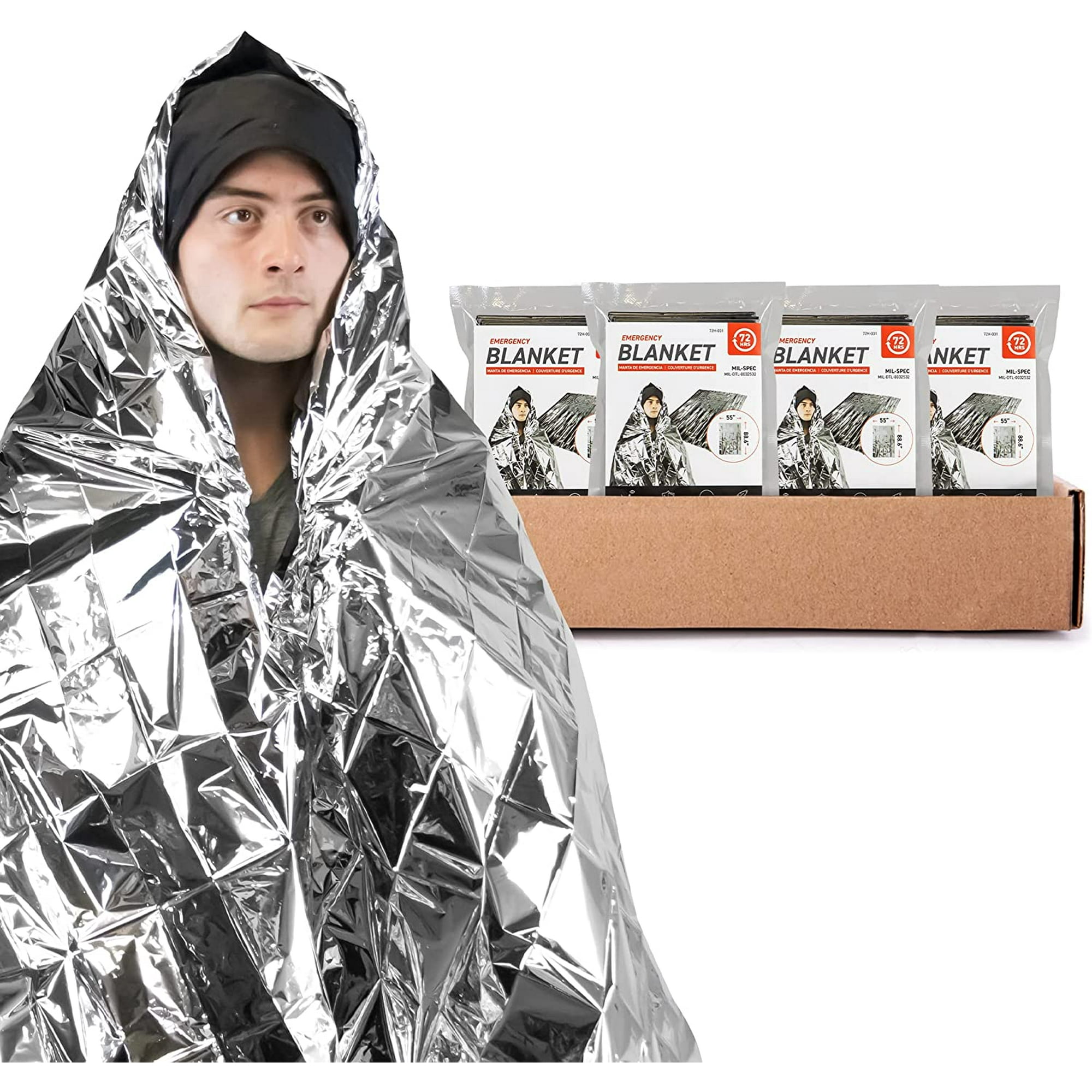 72 HRS Extra Large MIL-SPEC Emergency Mylar Thermal Blanket (Pack of 4)  Heat Space Survival Blankets for Car, First Aid | Walmart Canada