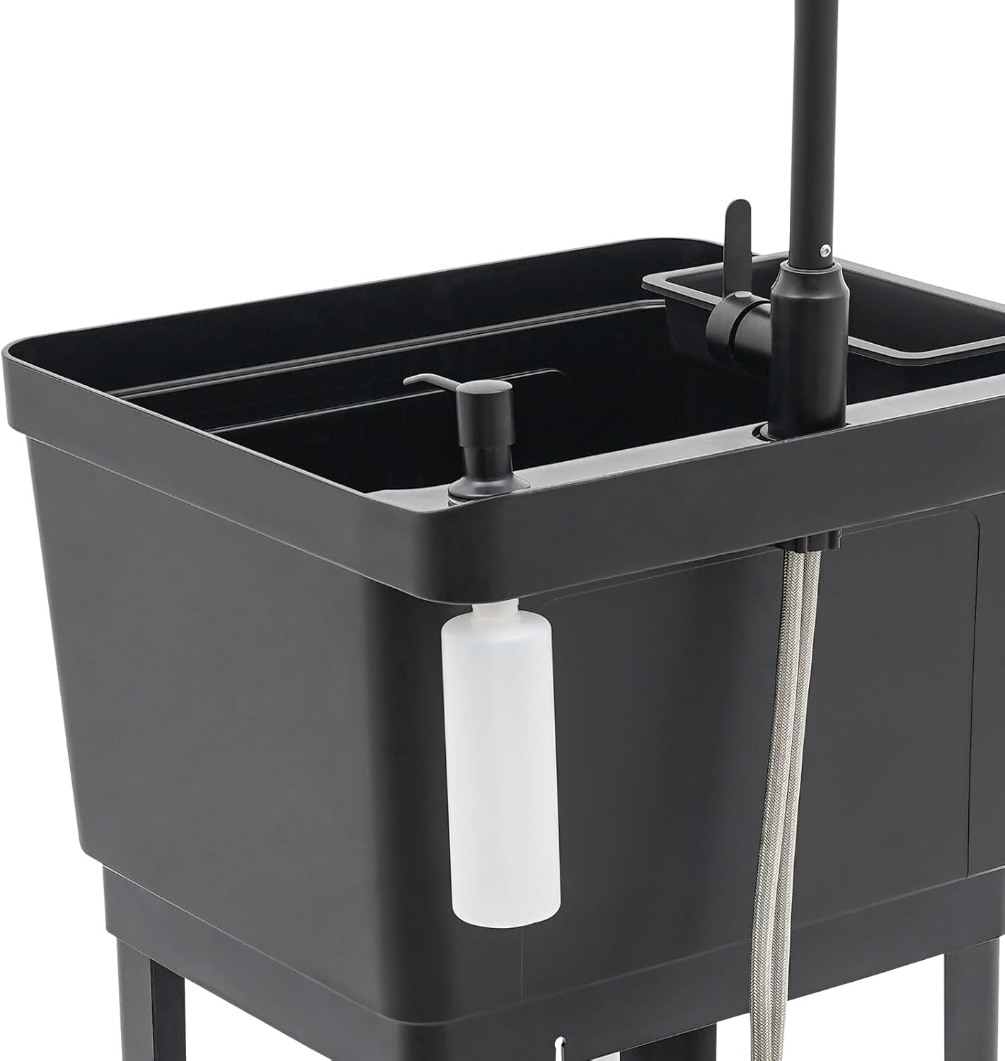 Miumaeov Utility Sink Freestanding Laundry Tub Single Bowl Utility Sink with Faucet Soap Dispenser for Laundry Room Bathroom Garage Kitchen