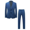 thumbnail image 2 of i.Finelong Men's Blue Linen-Blend Slim-Fit 2-Piece Suit Set - Breathable Professional Business Interview Formal Outfit (Jacket & Pants), 2 of 7