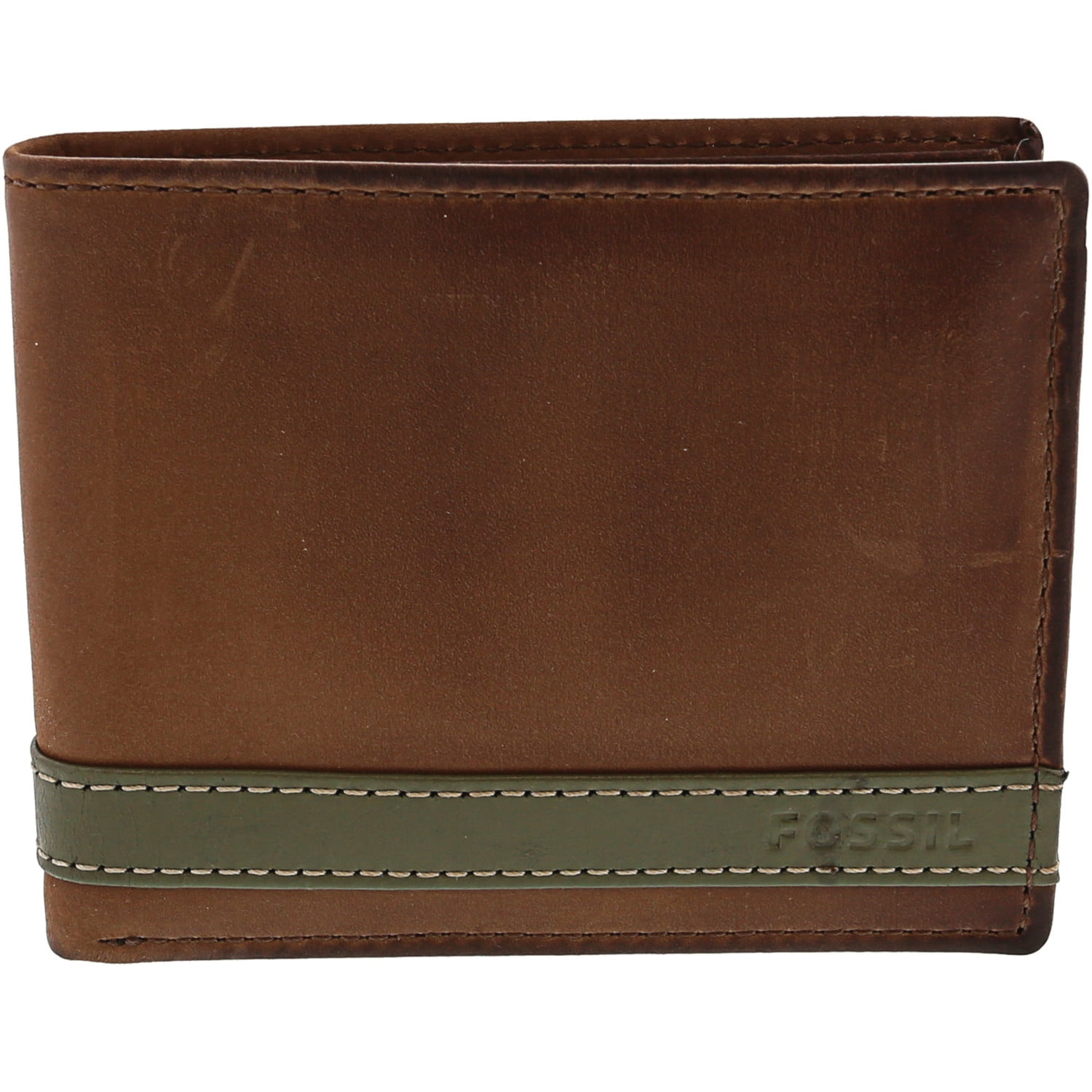 Fossil Fossil Men's Quinn Flip Id Bifold Leather Wallet Olive