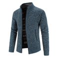 thumbnail image 3 of Suéter tipo cárdigan con cremallera y cuello alto de polar para otoño e invierno para hombre, 3 of 5