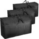 thumbnail image 1 of Bolsa de almacenamiento King Size de 3 piezas de 180 L con cremallera, caja de almacenamiento móvil de jardín impermeable Oxford más gruesa, plumón, decoración navideña (negro 180 L), 1 of 5