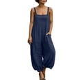 thumbnail image 3 of Pounoo One Piece Jumpsuits for Women Solid Relaxed Fit Sleeveless Romper Side Pocket Daily Resort Vacation Lounge Casual Outfits Gift, 3 of 8