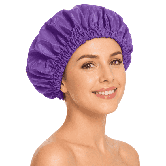 Keeygo Reusable Waterproof Shower Cap, 20 to 24 inches, Purple