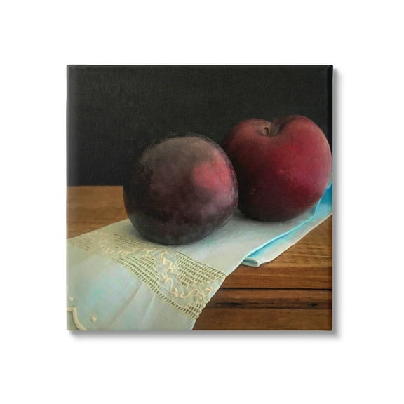 Stupell Industries Two Plums Still Life Food & Beverage Painting Gallery Wrapped Canvas Art Print Wall Art, 17 x 17