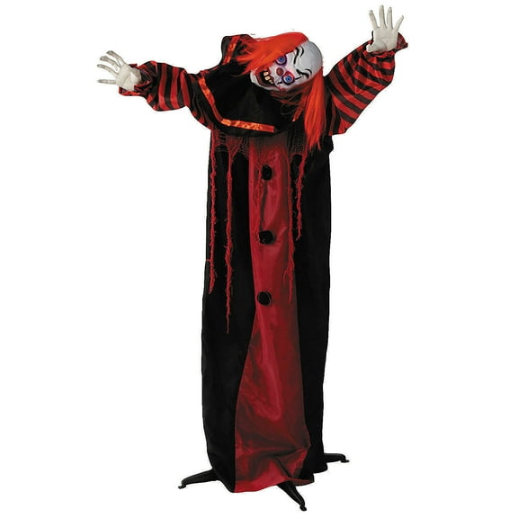 5 Ft. Animated Standing Black & Red Clown Halloween Decoration
