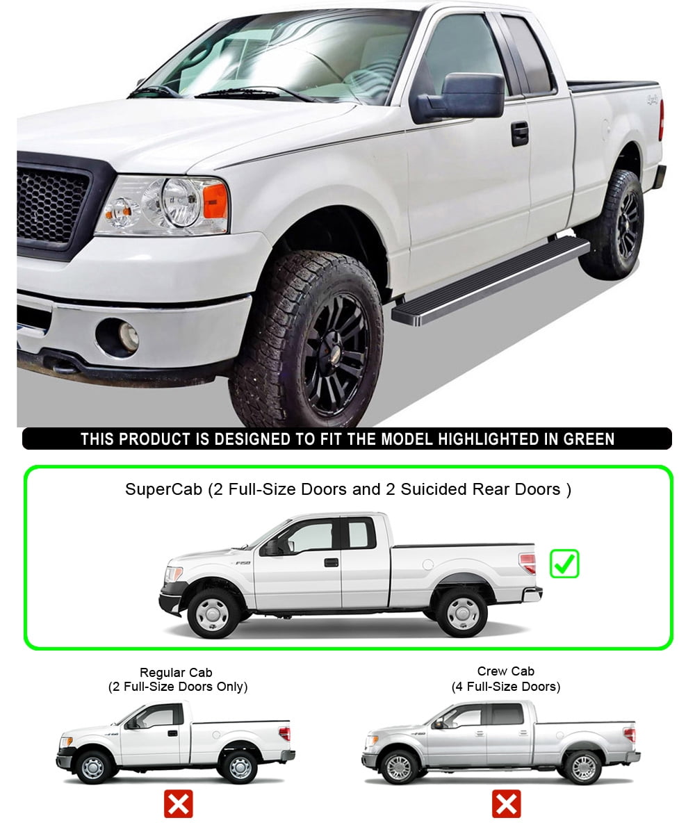 APS Running Boards 6 inches Compatible with Ford F150 2009-2014 Super Cab (Nerf Bars Side Steps Side Bars)