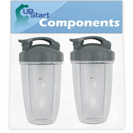 2 Pack UpStart Components Replacement 24 oz Cup with Flip Top To-go Lid for NutriBullet 600w, NutriBullet Pro 900w, NutriBullet Pro 900 Series