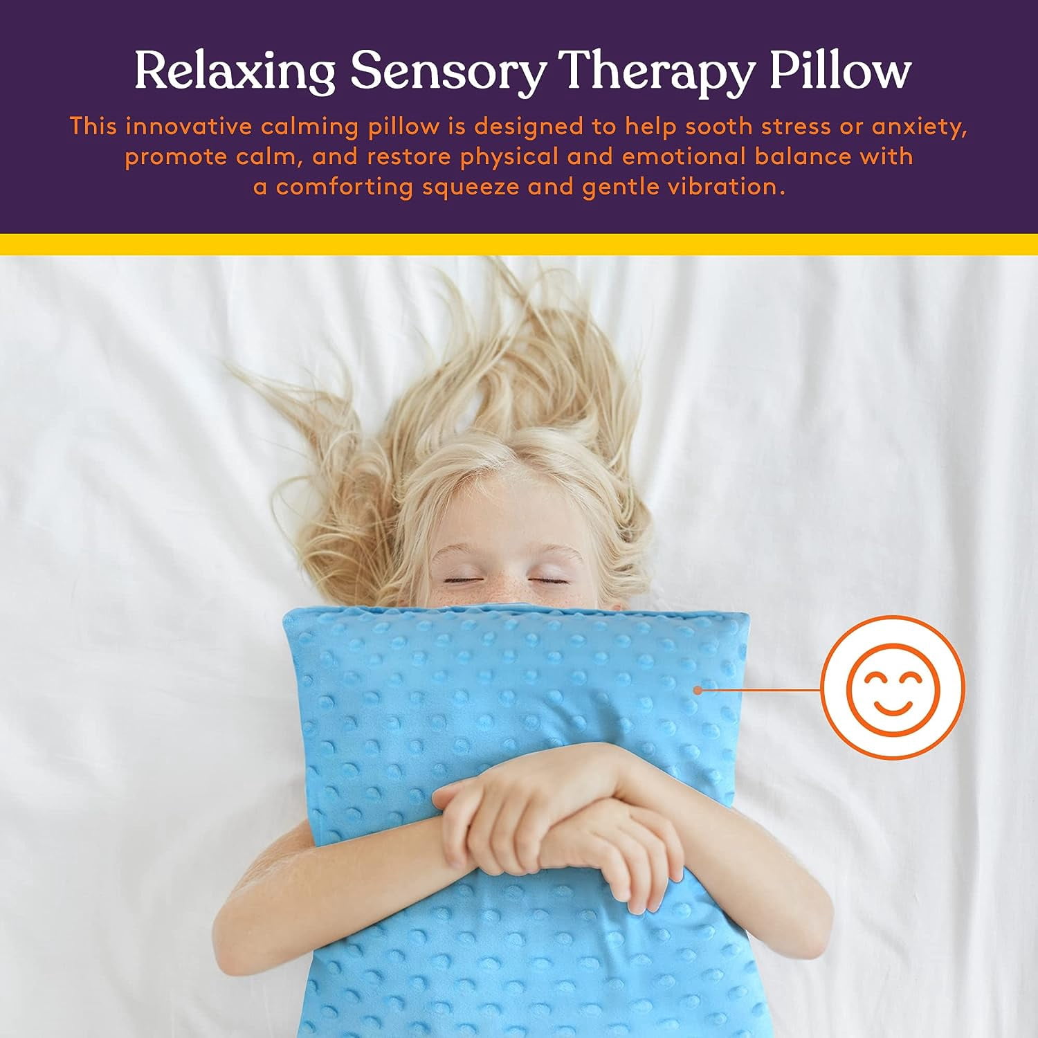Special Supplies Sensory Vibrating Pillow - Pressure Activated Calm with 3 Modes, Voice Recording & Music - Textured Stimulation Bumps for Kids & Adults (Blue)
