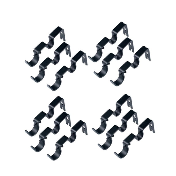 Negro 4 De 12 Tenedores De Soporte De Barra De Cortina De Cortina De Metal Ajustable Para 1 Y 5/8 Pulgadas Varilla, Acero Resistente