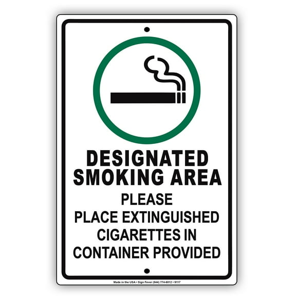 Designated Smoking Area Vaping Place In Container Provided Sign Only Business Store Sign 16"x12"