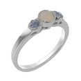 thumbnail image 1 of LBG British Made Real Solid 18k White Gold Natural Opal & Tanzanite Womens Anniversary Ring - 33 size options - Size 6.25, 1 of 6