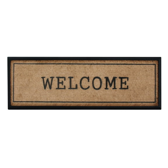 A1HC First Impression Welcome Hand-Crafted Rubber Coir Double Door Mat, 18"X48"