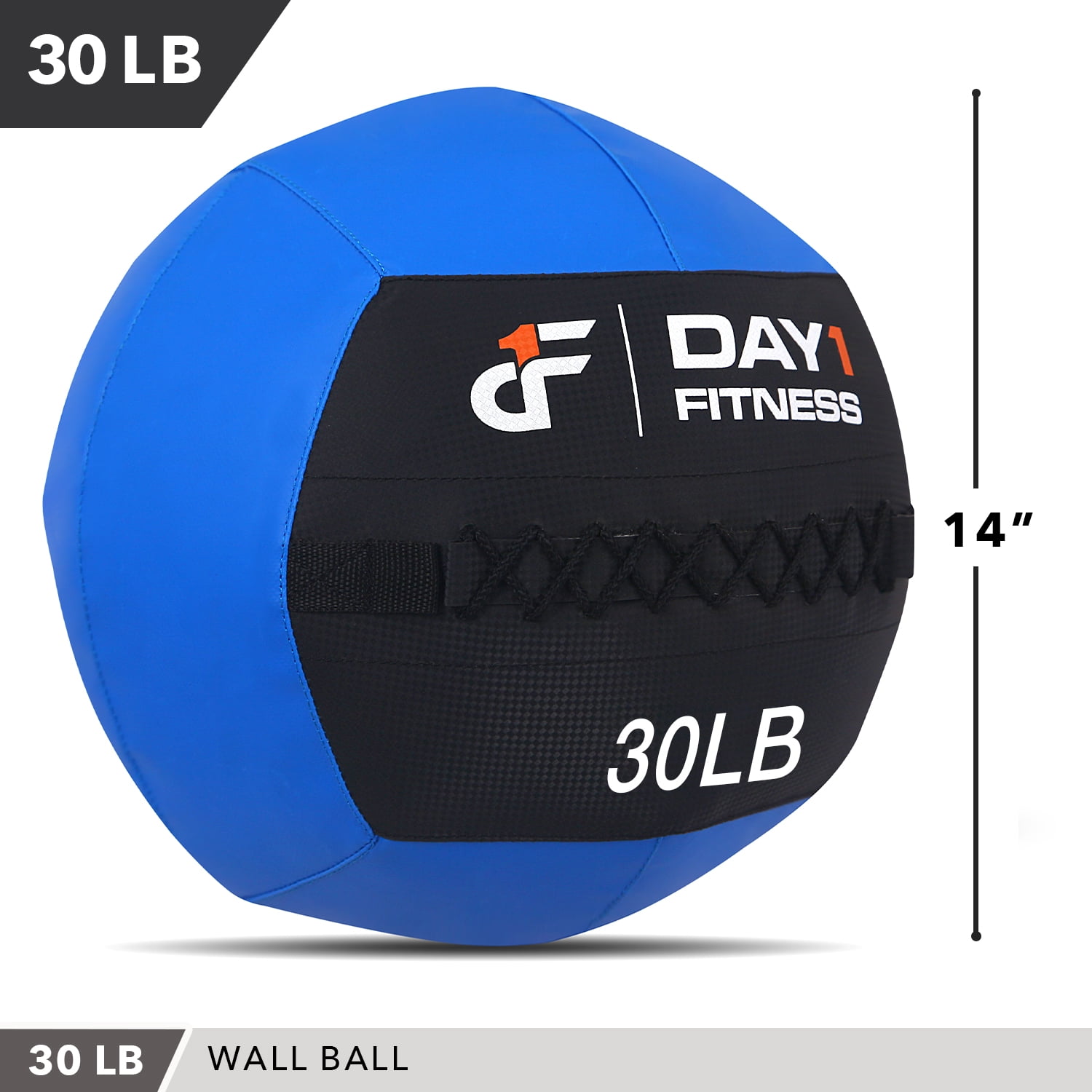 Day1Fitness Blue Soft Wall Medicine Ball 30 Pounds