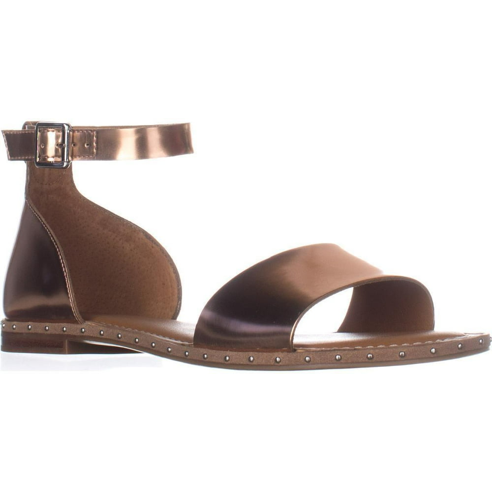 achilles gold flat ankle strap sandals