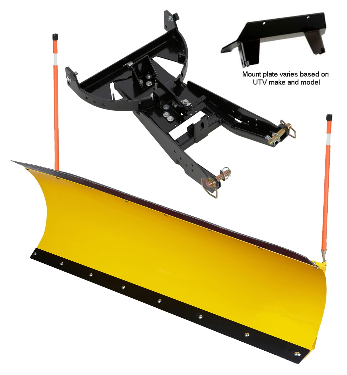 Denali Plows 72" UTV Snow Plow YELLOW fits 2012-2025 Kawasaki Teryx