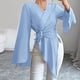 thumbnail image 2 of Sudadera para mujer,Blusa de mujer de color liso, manga larga, cuello en V, botones, estilo vendaje de poliéster, estilo informal para uso diario y en casa, sopatenor, 2 of 7