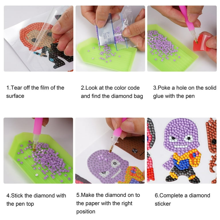 Diamond Painting Stickers Kits for Kids, DIY 5D Diamond Art Mosaic