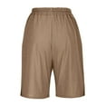 thumbnail image 6 of Kvture Cotton Linen Shorts for Women Loose Fit Knee Length Bermuda Shorts Casual Wide Leg Elastic Waist Workout Shorts Brown S, 6 of 8