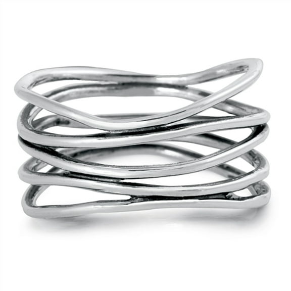 Wavy Modern Thin Stacking Ring .925 Sterling Silver Band Jewelry Female Male Unisex Size 12