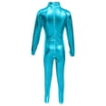 thumbnail image 4 of MEZZALL Girls Bodysuits Metallic High Neck Long Sleeve Performance Romper With Glitter Gold And Back Zipper For Dance Stage Wear O-Neck Solid Color Breathable Back To School Onesie, 4 of 4