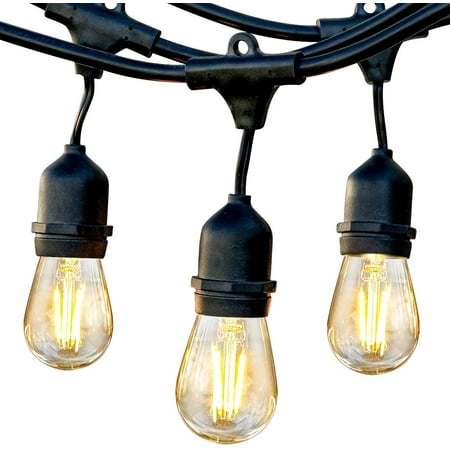 

Outdoor String Lights - Commercial Grade Waterproof Patio Lights with 48 Ft Dimmable Edison Bulbs - Heavy Duty LED Porch String Lights - 2W LED Warm White Light