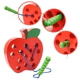thumbnail image 3 of Wooden Lacing Apple Threading Toys Wood Lace Block Puzzle Shape Travel Game Toys Early Learning Fine Motor Skills Educational Gift for 3 4 5 Years Old Toddlers Baby Kids Boys, 3 of 6