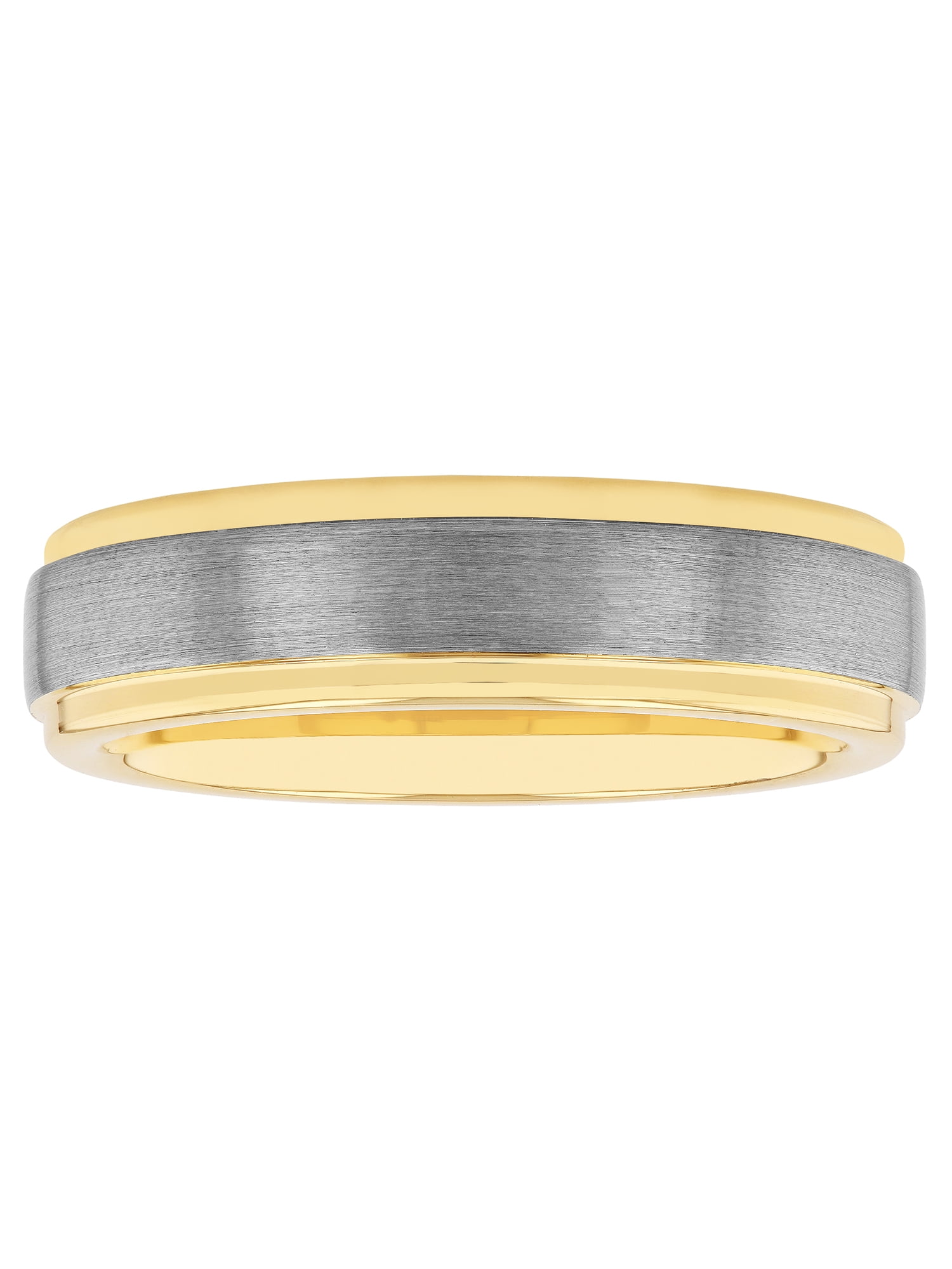 Men's Two-Tone Tungsten Step Edge Satin Wedding Ring - Wedding Band