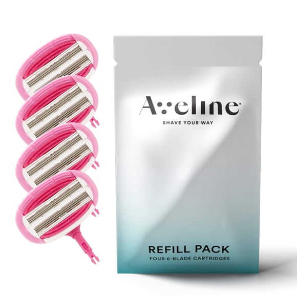 Aveline Smooth Razor Blade Refill Cartuchos de 6 hojas para un afeitado apurado sin tirones, enrojecimiento o quemaduras de afeitar, para pieles sensibles (4 recambios)