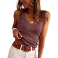 thumbnail image 3 of ANRABESS Ribbed Tank Tops for Women Ruffle V Neck Summer Sexy Sweater Vest Comfy Sleeveless Shirts Trendy Casual Outfits Brick Red XS, 3 of 12