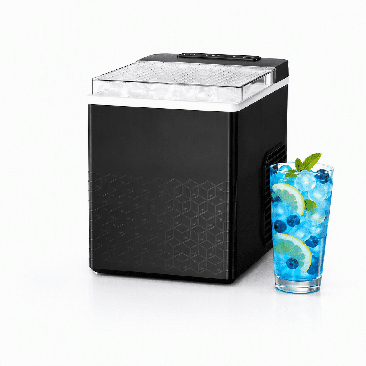 Auseo 18 lbs/24H Countertop Ice Maker Machine, 6 Bullet-Shaped Ice in 6 Min, Auto-Cleaning, Black