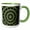 Green/White, variant on 3drose, Futurist Portal Mandala Radial Circle Pattern 3, 15oz Mug