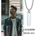 thumbnail image 3 of Customized Bar Initial Necklaces for Men Mens Geometric Vertical Pendant Necklace with Capital A-Z Letter, Stainless Steel Box Chain 24inch, 3 of 6