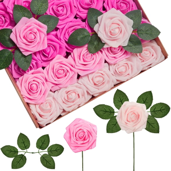Flores artificiales InnoGear, 100 unidades, rosas de espuma rosa