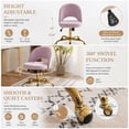 thumbnail image 5 of Ktaxon Office Desk Chair Adjustable Flannel Computer Task Chair Small Rolling Vanity Stool with Wheels for Study Make-up Dressing Room Light Purple, 5 of 10
