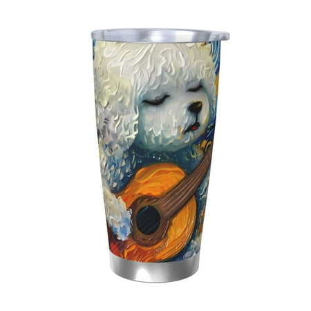 

Junzan Dog Guitar Starry Night for 20oz Stainless Steel Insulated Car Cup with Spillproof Lid - Insulated Coffee Mug Thermal Cup-Without Straw
