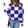 thumbnail image 2 of MOSHU Oversized Sweaters for Women Drop Shoulder Plaid Colorblock Tops Fall Crewneck Pullover Sweater, 2 of 9