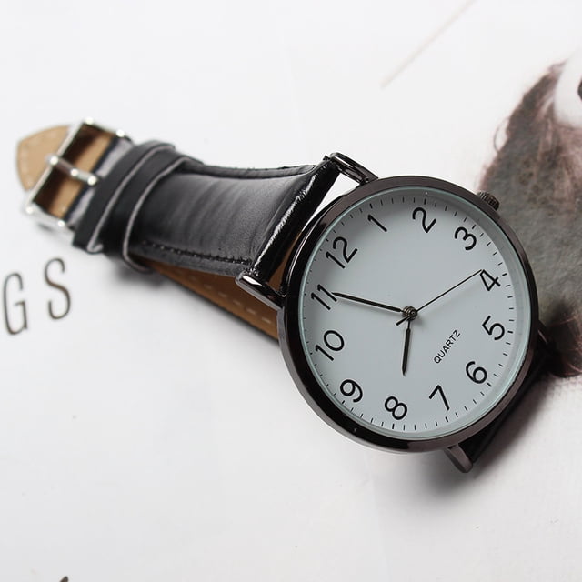 Montre-bracelet en Cuir à Quartz Unisexe Simple et Élégante