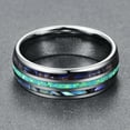 thumbnail image 3 of NUNCAD Men's 8mm Tungsten Carbide Ring Green Opal and Abalone Shell Wedding Engagement Ring, 3 of 5