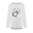 thumbnail image 4 of Tuphregyow Tops for Women Ladies Dressy Loose Tummy Hiding Pullover Blouse Round Neck Long Sleeve Heart Graphic Long Swing T-Shirt Plus Size Tunic Top For Ladies Comfy Casual White L, 4 of 5