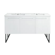 Annecy 60 in. White, Double Basin Bathroom Vanity With White, 3-Hole Artificial Stone Sink Top