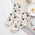 thumbnail image 5 of 4 Pairs Fuzzy Fluffy Socks for Women, Winter Cow Print Cozy Socks, Cute Plush Stuff Socks, Funny Warm Gifts for Women, Thick Sleeping Crew Socks for Home & Outside, 5 of 10
