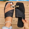 thumbnail image 2 of THDHVS Women's Sandals,Flat Sandals for Women,Women Summer Mesh Slip On Sandals Elegant Toe Loop Style for Dressy Outfits Black, 2 of 10
