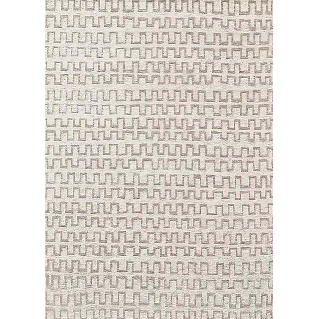 Ahgly Company Machine Washable Indoor Rectangle Industrial Modern Champagne Beige Area Rugs, 2' x 5'